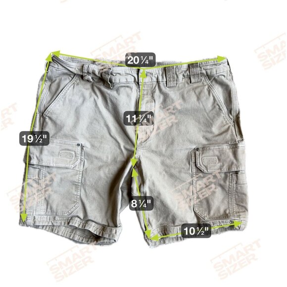 Duluth Trading Cargo Shorts Mens 42 Flex Fire Hose Khaki Flap Pockets Canvas - Picture 2 of 6